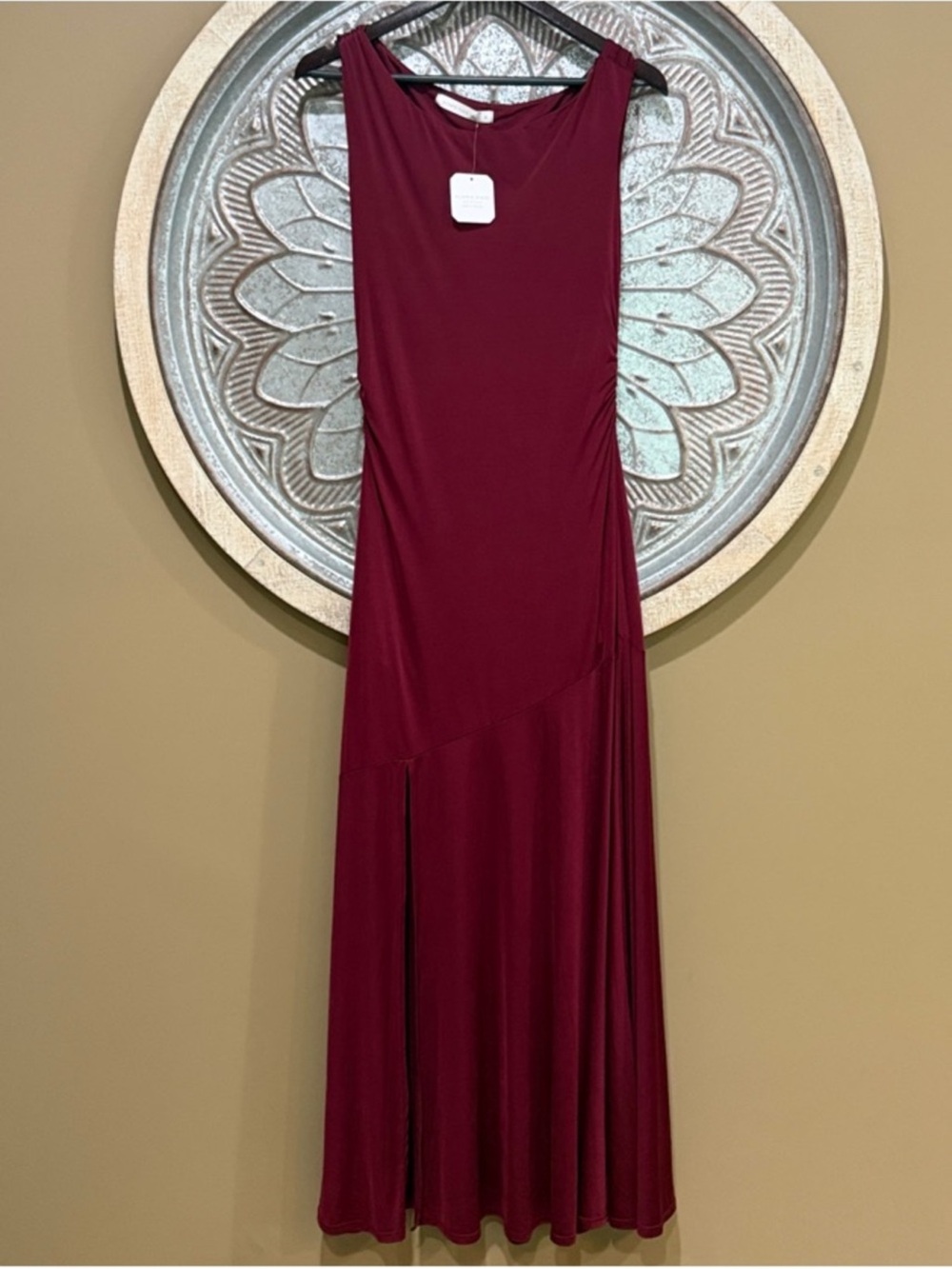 Altar'd State Sleeveless Burgundy Maxi Dress with Side Slit - Picture 3 of 7